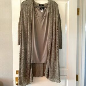 Angel Apparel tank and cardigan grey set